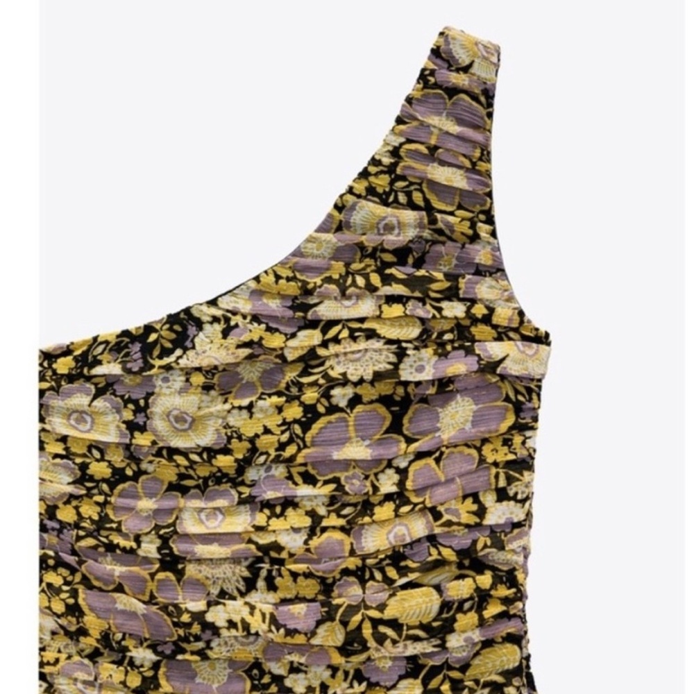 3 for $50 Zara Floral One-Shoulder Dress - Picture 5 of 8